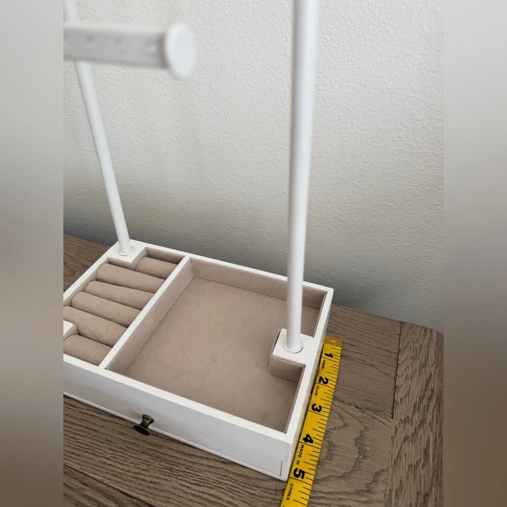 White Tiered Jewelry Organizer with Drawer